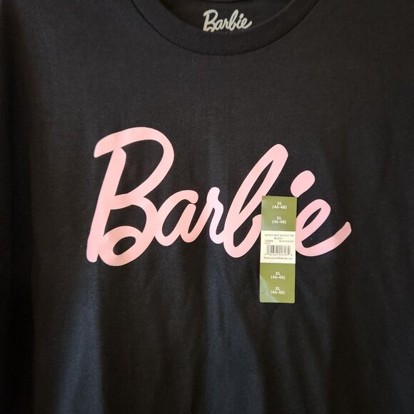 Barbie Logo Black and Pink T-Shirt XL 100% Cotton Crewneck Short Sleeve Unisex - Picture 2 of 6